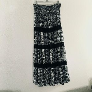 Lace Paneled Maxi Skirt